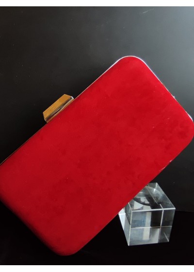 Дамска чанта тип клъч от червено кадифе